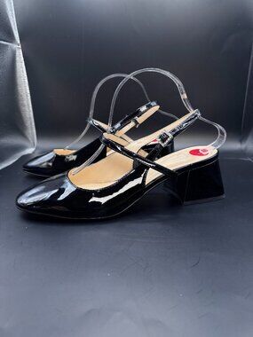 10 Jessica Simpson Black Patent Neomi Platform Mary Jane Slingback Heels Shoes